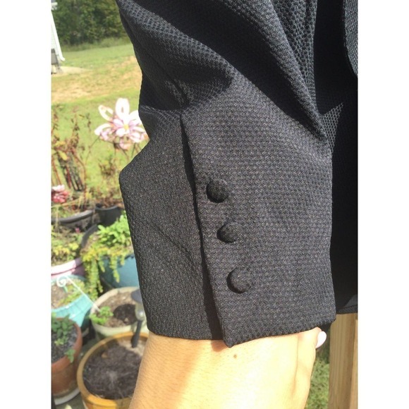 Umgee womens open knit blazer size small s black cotton collar 3 button jacquard - Picture 6 of 11